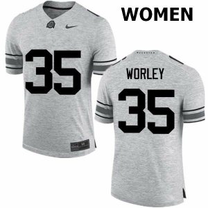 NCAA Ohio State Buckeyes Women's #35 Chris Worley Gray Nike Football College Jersey JXR5645HB